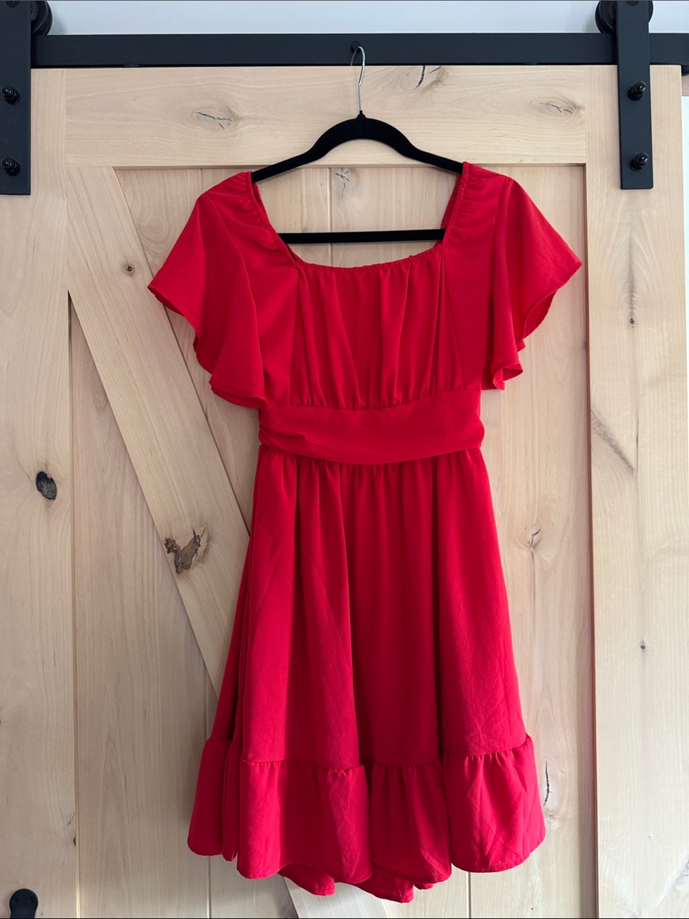 Amazon Red Flutter-Sleeve Girls' Dress